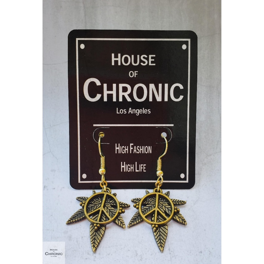 "Get High, Make Peace" Cannabis Teardrop Earrings